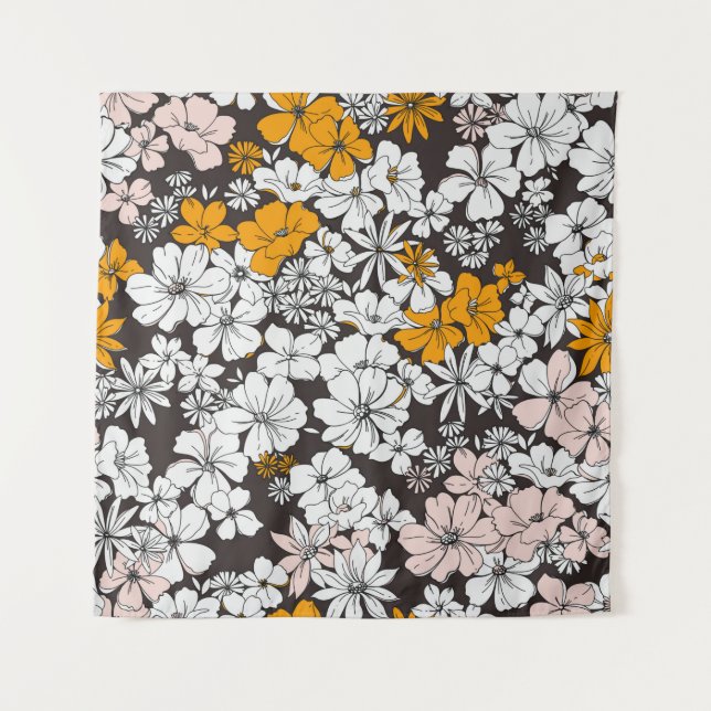 Cute Seamless Ditsy Floral Pattern. Colourful flow Tapestry (Front)