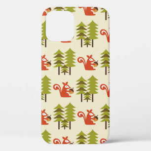 cute seamless forest pattern design. Vintage illus iPhone 12 Case