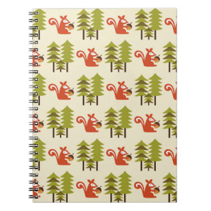 cute seamless forest pattern design. Vintage illus Notebook