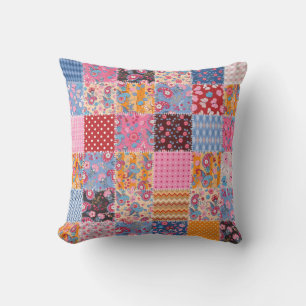 Cute seamless patchwork pattern cushion