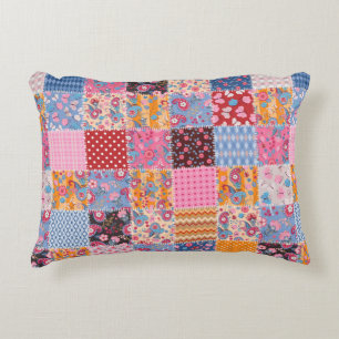 Cute seamless patchwork pattern decorative cushion