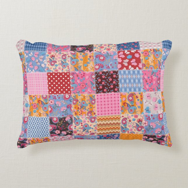 Cute seamless patchwork pattern decorative cushion (Front)