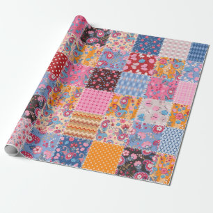 Cute seamless patchwork pattern wrapping paper