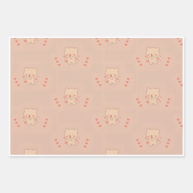 “Cute seamless pattern featuring adorable animals. Wrapping Paper Sheet (Front)