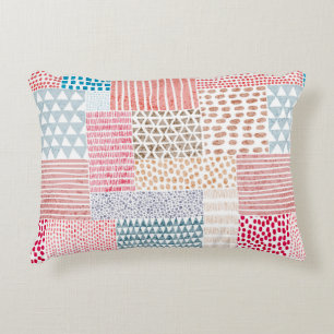 Cute seamless pattern in patchwork style. Simple d Decorative Cushion