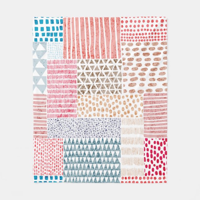 Cute seamless pattern in patchwork style. Simple d Fleece Blanket (Front)