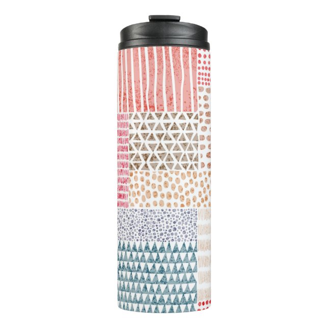 Cute seamless pattern in patchwork style. Simple d Thermal Tumbler (Front)