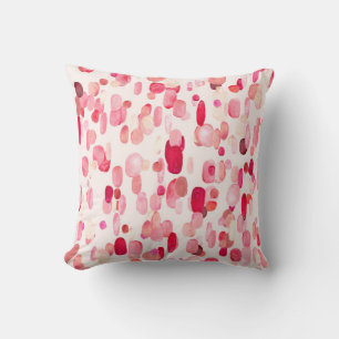 Cute seamless pattern of pink, red and beige spots cushion