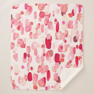 Cute seamless pattern of pink, red and beige spots sherpa blanket