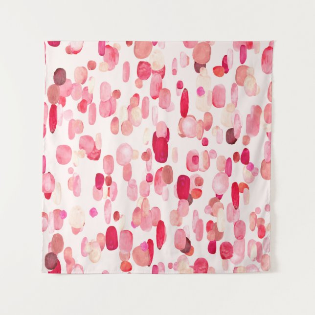 Cute seamless pattern of pink, red and beige spots tapestry (Front)