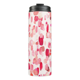 Cute seamless pattern of pink, red and beige spots thermal tumbler