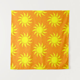 Cute seamless pattern of sun. Doodle hand drawn st Tapestry