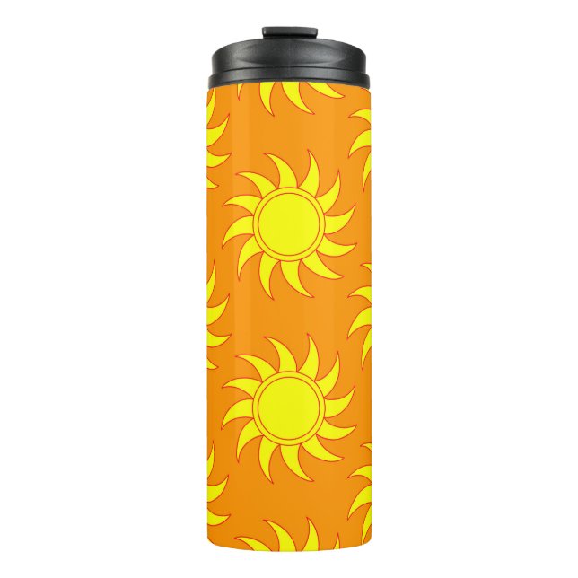 Cute seamless pattern of sun. Doodle hand drawn st Thermal Tumbler (Front)
