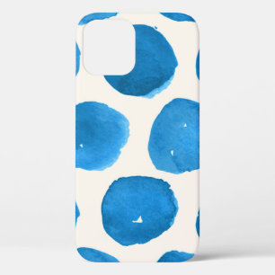 Cute seamless pattern with blue watercolor circles iPhone 12 case