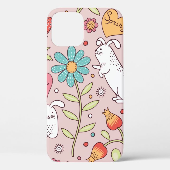 Cute seamless pattern with bunnies Case-Mate iPhone case (Back)