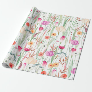 Cute seamless pattern with different wild flowers. wrapping paper