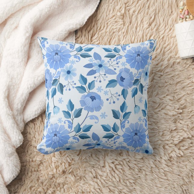 cute Seamless pattern with flowers and leaves on b Cushion (Blanket)