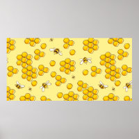 Cute seamless pattern with flying bees. Vintage il