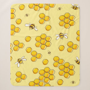 Cute seamless pattern with flying bees. Vintage il Sherpa Blanket