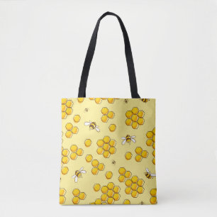 Cute seamless pattern with flying bees. Vintage il Tote Bag