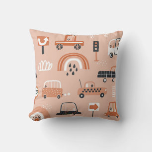 Cute seamless pattern with toy cars. Cartoon cars, Cushion