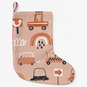 Cute seamless pattern with toy cars. Cartoon cars, Small Christmas Stocking