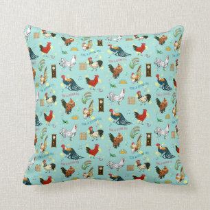 Cute seamless roosters pattern cartoon cushion
