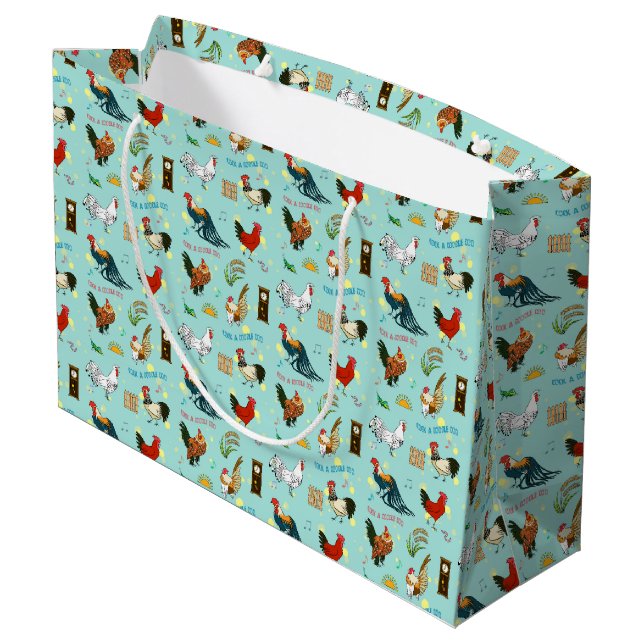 Cute seamless roosters pattern cartoon large gift bag (Back Angled)