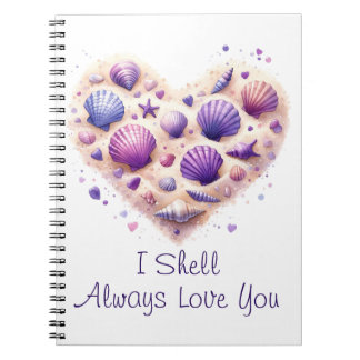 Cute Seashell Heart Beach Love Valentine's Day Notebook