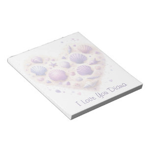 Cute Seashell Heart Beach Love Valentine's Day Notepad