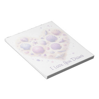 Cute Seashell Heart Beach Love Valentine's Day Notepad