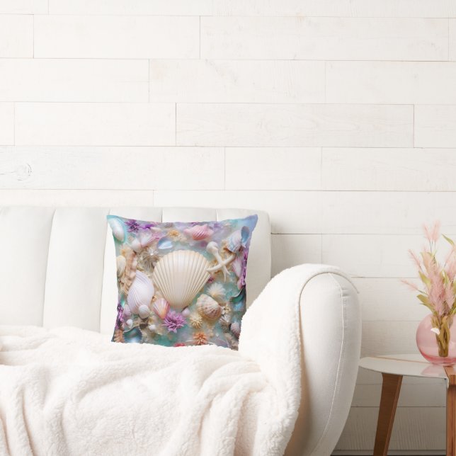 Cute seashell pattern beach house style  cushion (Couch)