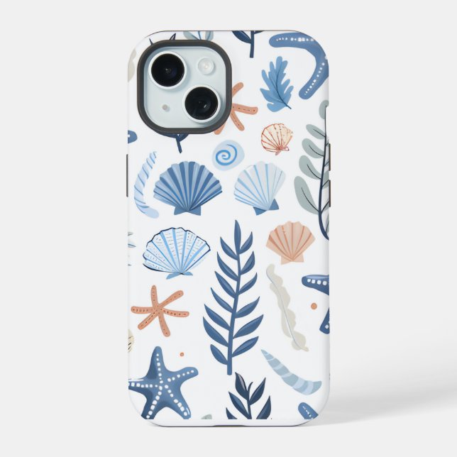 Cute Seashell Starfish  iPhone 15 Case (Back)
