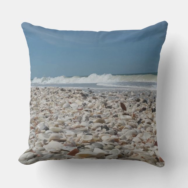Cute Seashells on the Beach Photo Print Cushion (Front)
