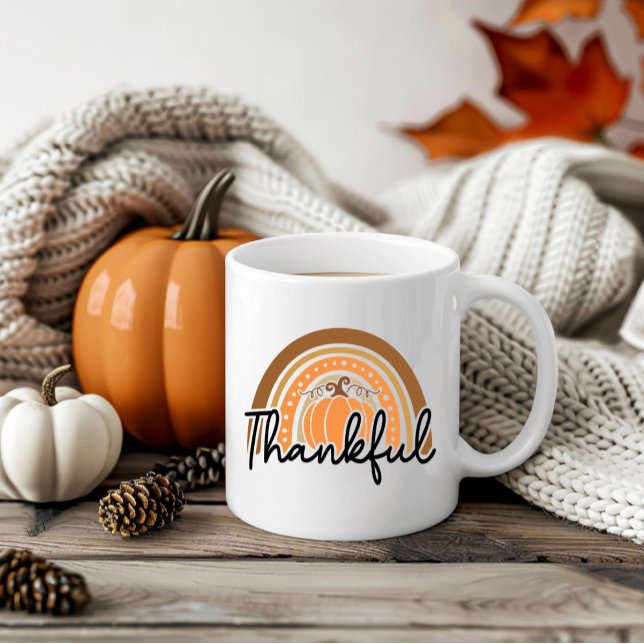 Cute Seasonal Fall Boho Pumpkin Thankful Coffee Coffee Mug (Creator Uploaded)