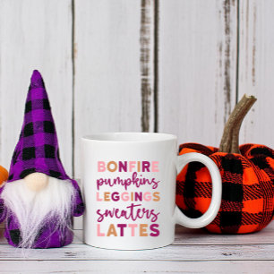 Cute Seasonal Fall Bonfire Sweaters Pumpkins Latte Coffee Mug