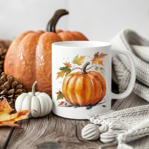 Cute Seasonal Fall Pumpkin Watercolor Autumn Coffee Mug