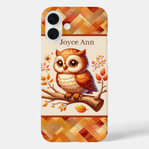 Cute Seasonal owl add name iPhone 16 Plus Case