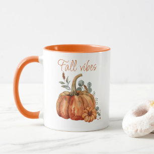 Cute Seasonal Pumpkin Watercolor Fall Vibes Coffee Mug