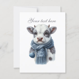 Cute Seasonal Winter cow lovers add name Postcard