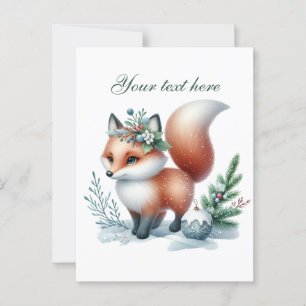 Cute Seasonal Winter fox lovers add name  Postcard