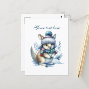 Cute Seasonal Winter kangaroo add text Postcard
