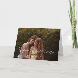 Cute Season's Greetings Family Photo Holiday Card