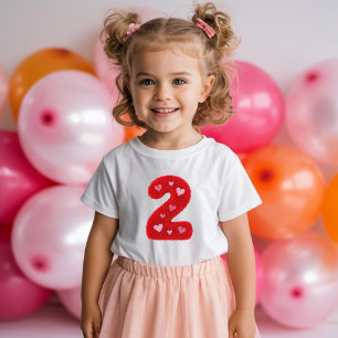 Cute Second Birthday Girl Hearts   Red Fluffy 2nd Baby T-Shirt