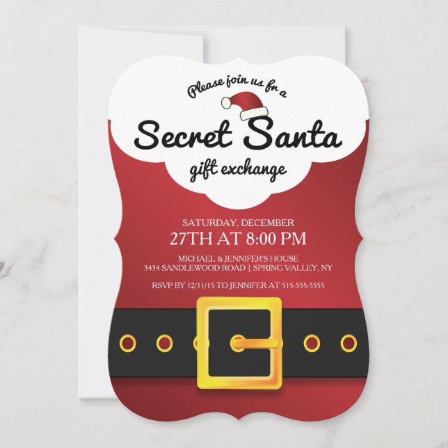 CUTE Secret Santa Gift Exchange Party Invitation (Front)