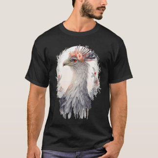 Cute Secretary Bird Flower Crown Floral Exotic Bir T-Shirt