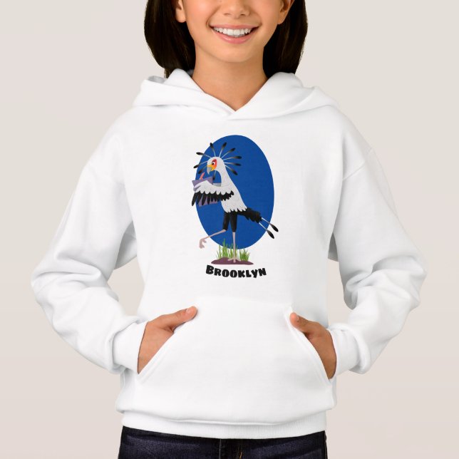 Cute secretary bird writing notes cartoon (Front)