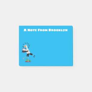 Cute secretary bird writing notes cartoon