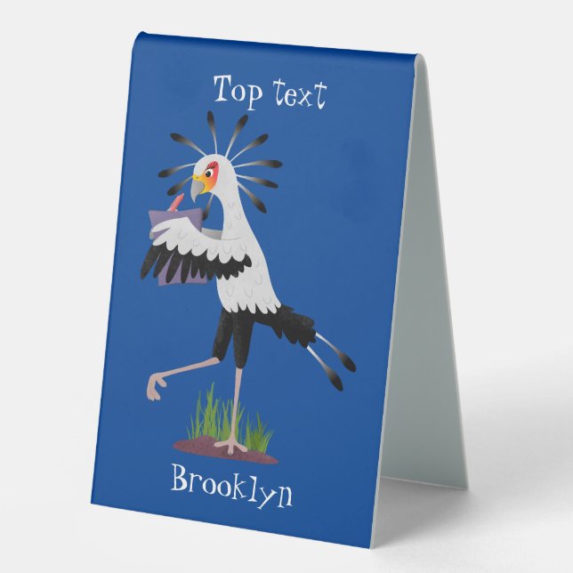 Cute secretary bird writing notes cartoon (Front)