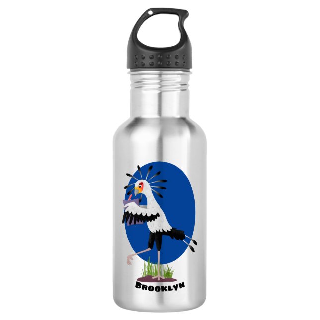 Cute secretary bird writing notes cartoon 532 ml water bottle (Front)